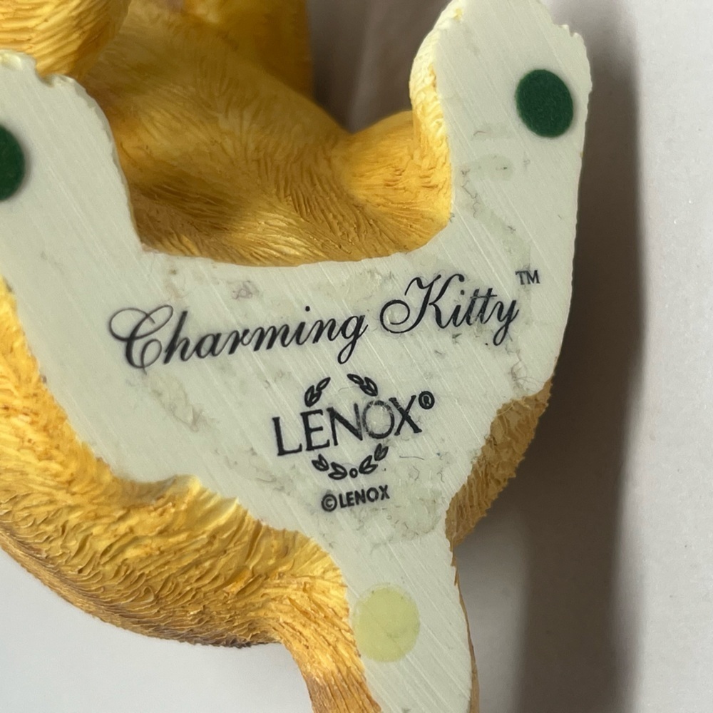 LENOX Charming KITTY Figurine with Green Collar GOLD MOUSE CHRAM. - Picture 3 of 6